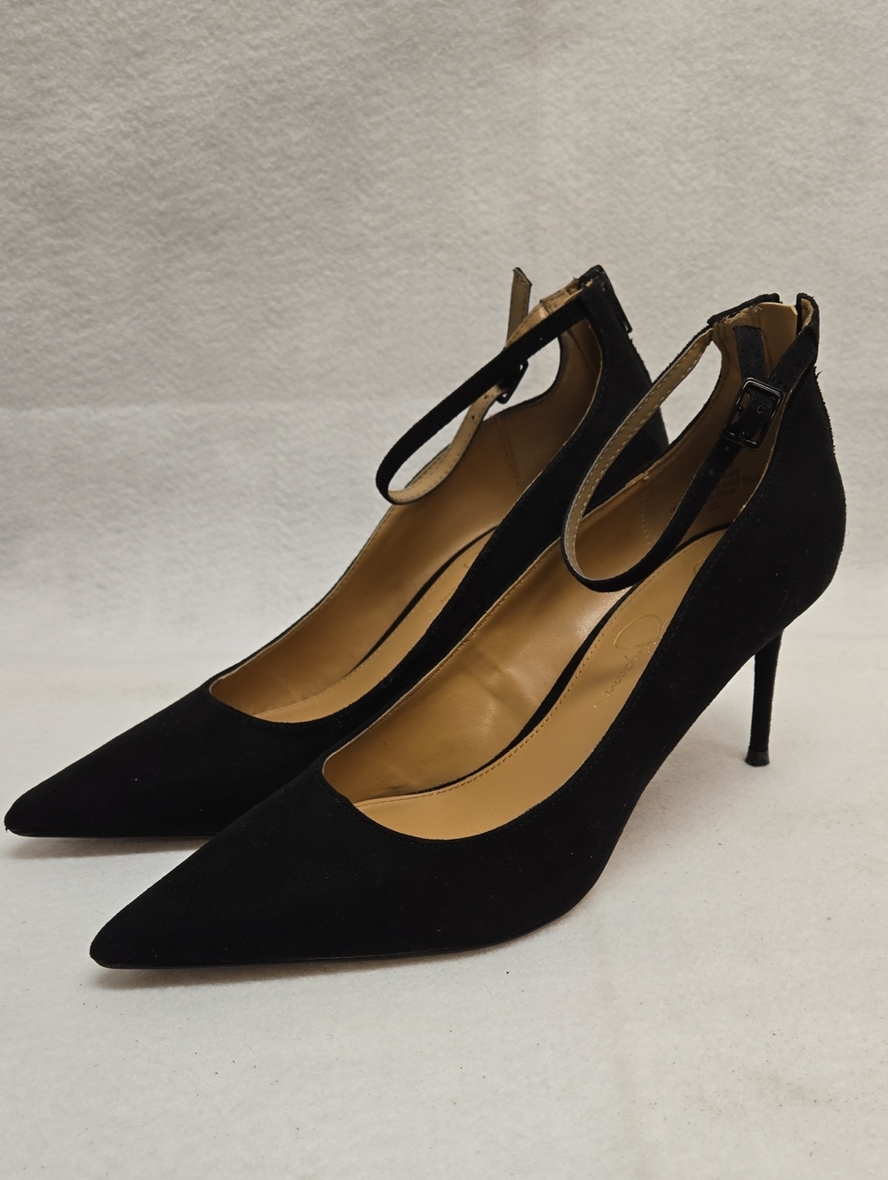 Jessica Simpson 9 Black Pointed Ankle-Strap Stilletto